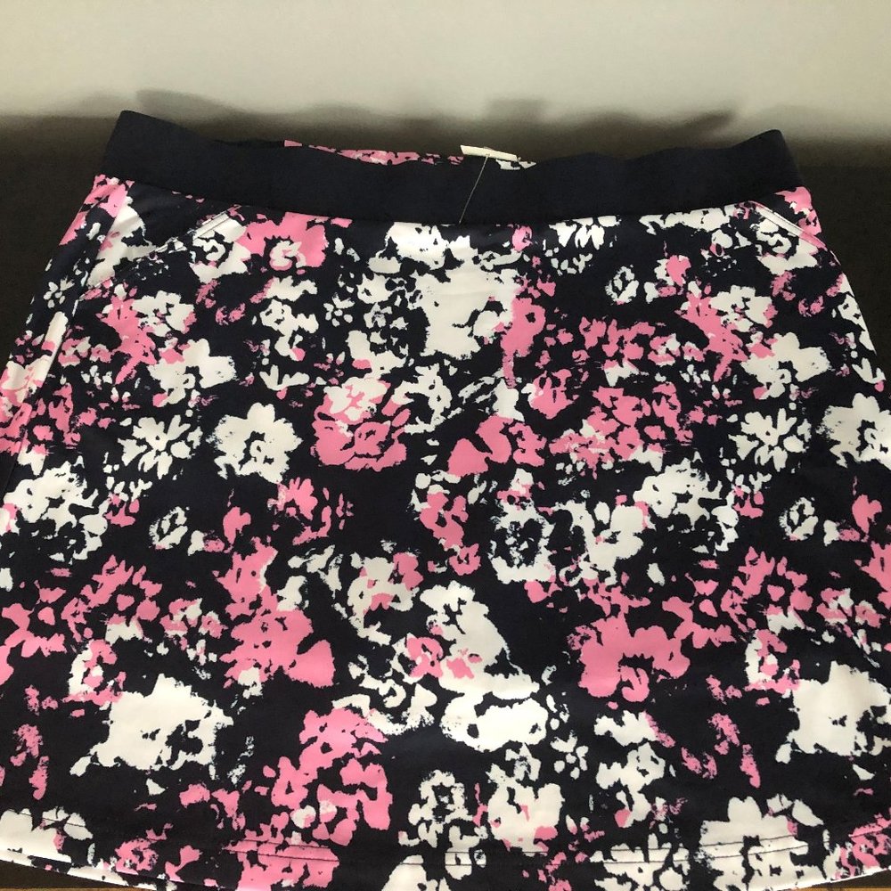 Women's Floral Print Skirt - Pink, Black & White
